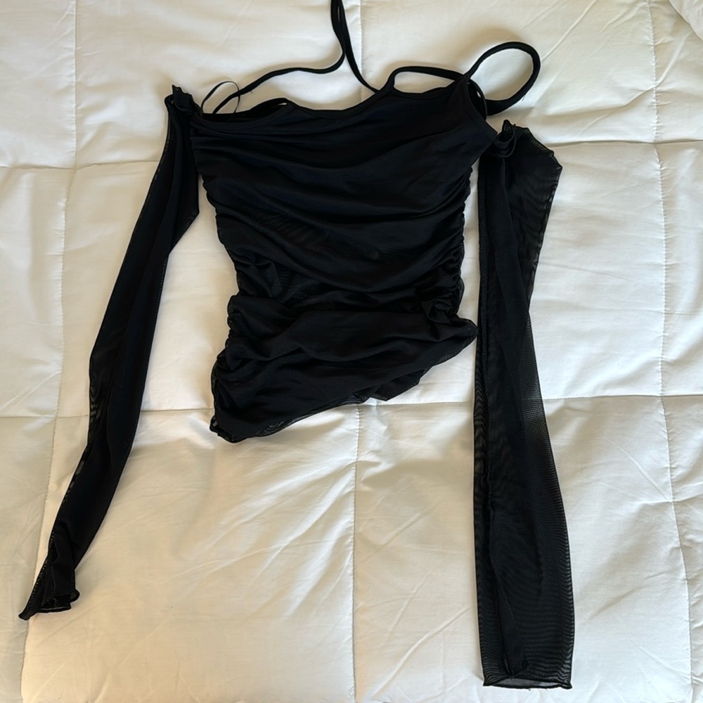 Black mesh top
